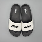 White , Ultra soft men's slide slippers with cushioned footbed