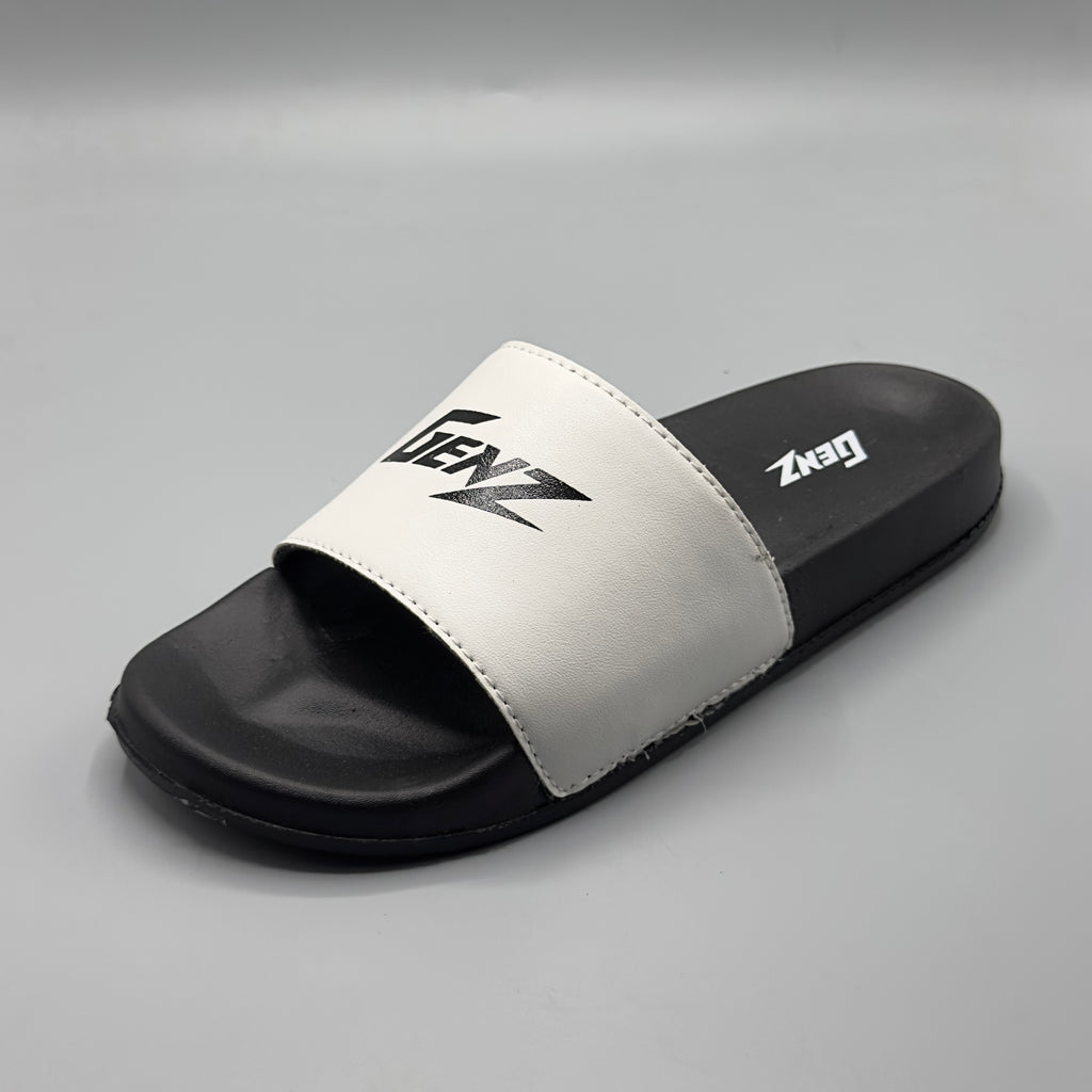 White , Premium men's slides Pakistan indoor outdoor slippers