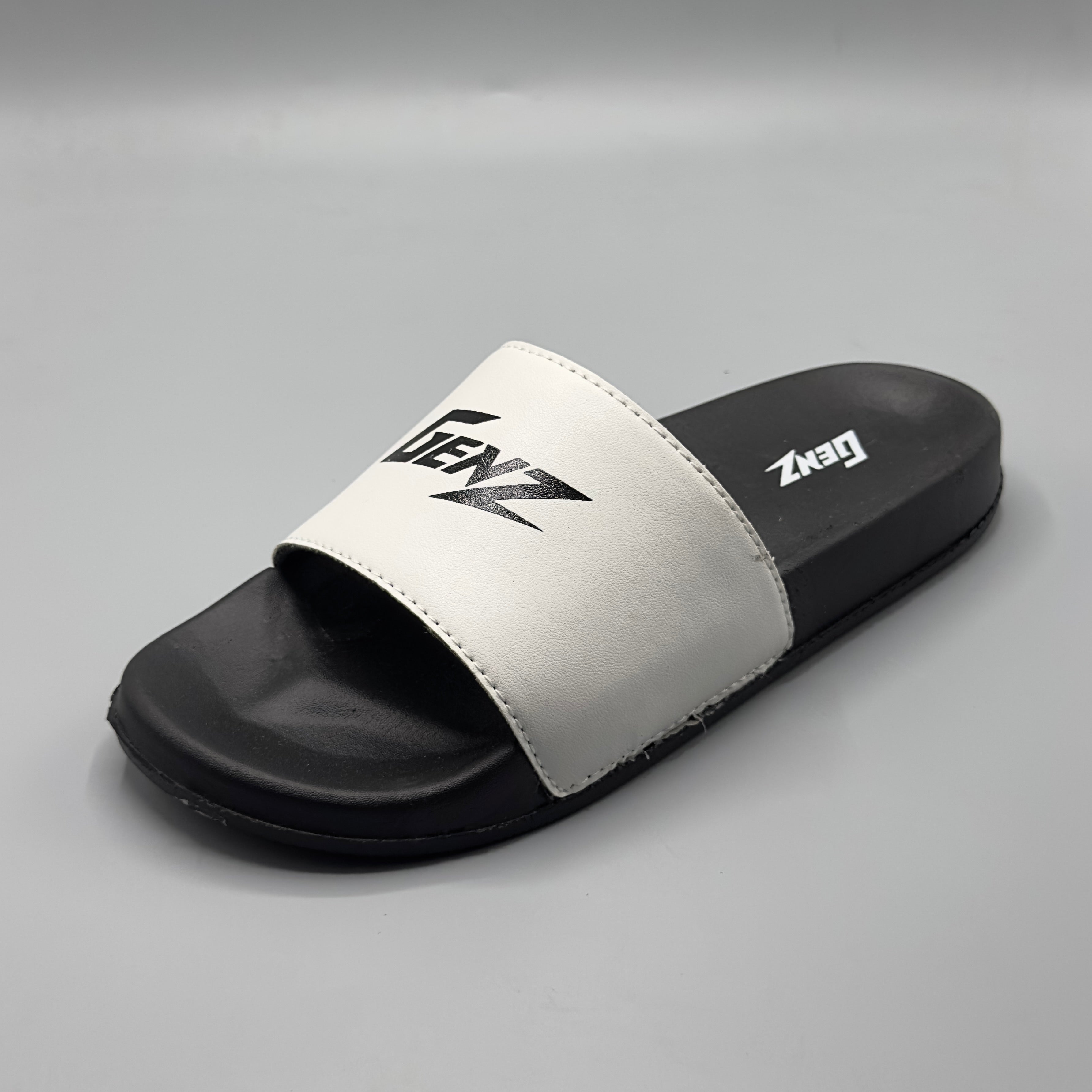 White , Premium men's slides Pakistan indoor outdoor slippers