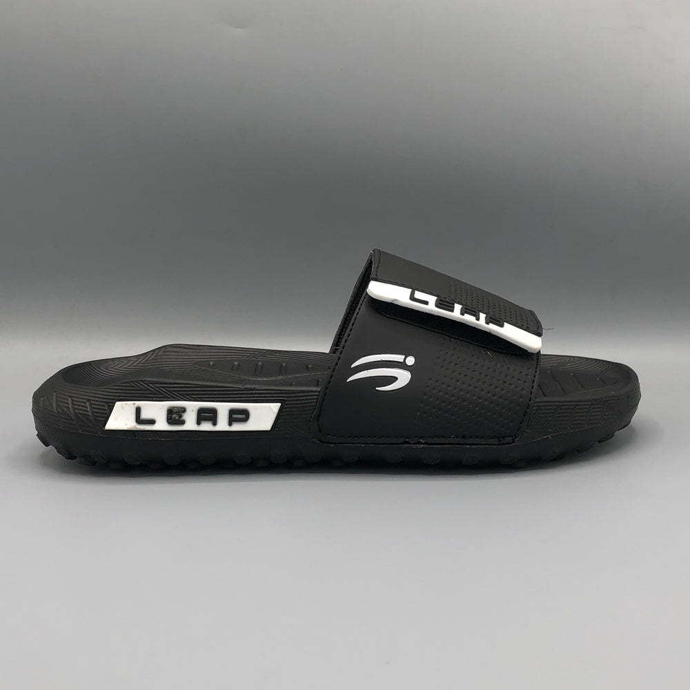 Black , Black LEAP medicated slippers for men with textured comfort footbed