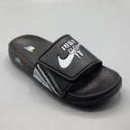 Black , Lightweight athletic slides for men designed for gym, casual wear, and daily use.