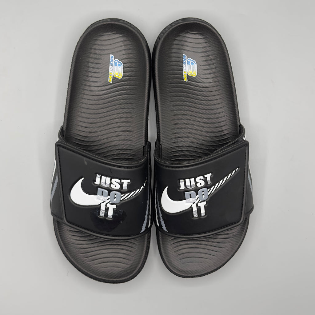 Black , Lightweight summer sports slides for men suitable for beach, travel, gym, and casual outings.