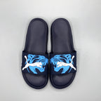 Navy , Designer inspired tiger slides for men with bold graphic style