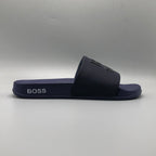 Navy , HUGO premium navy blue slides for men showing soft sole design in Pakistan