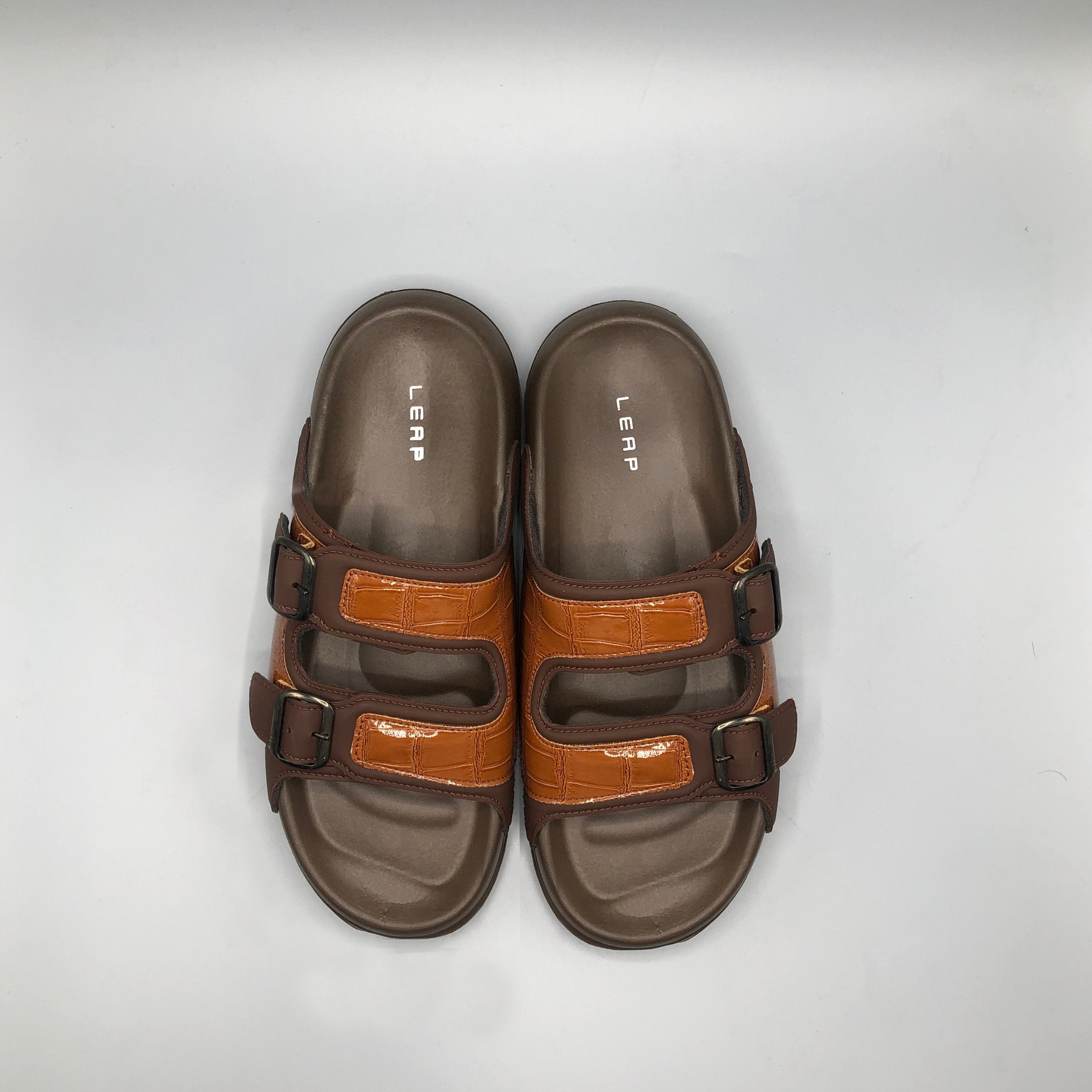 Brown , Casual slides for men in grey color