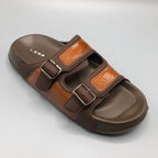 Brown , Double buckle slippers for men by LEAP