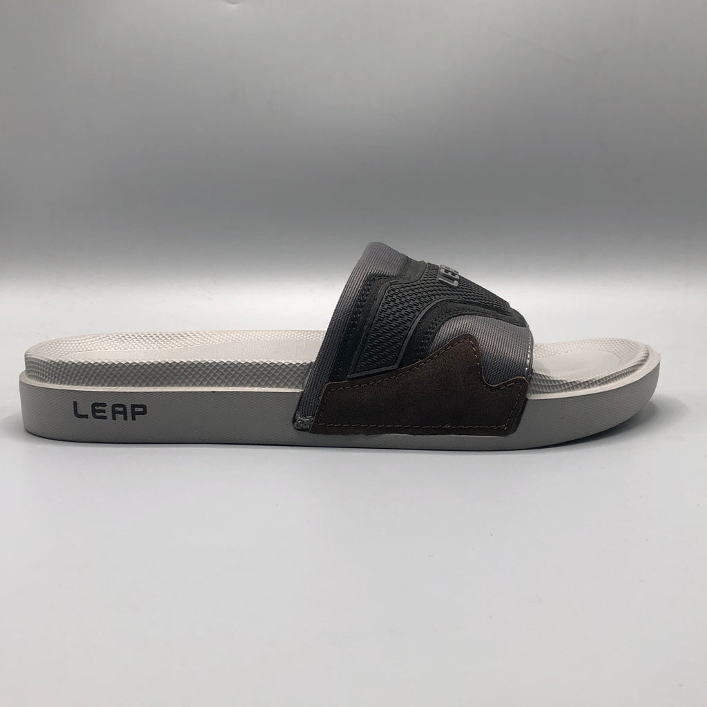 Gray , LEAP navy blue heavy duty sport slides for men with durable double sole
