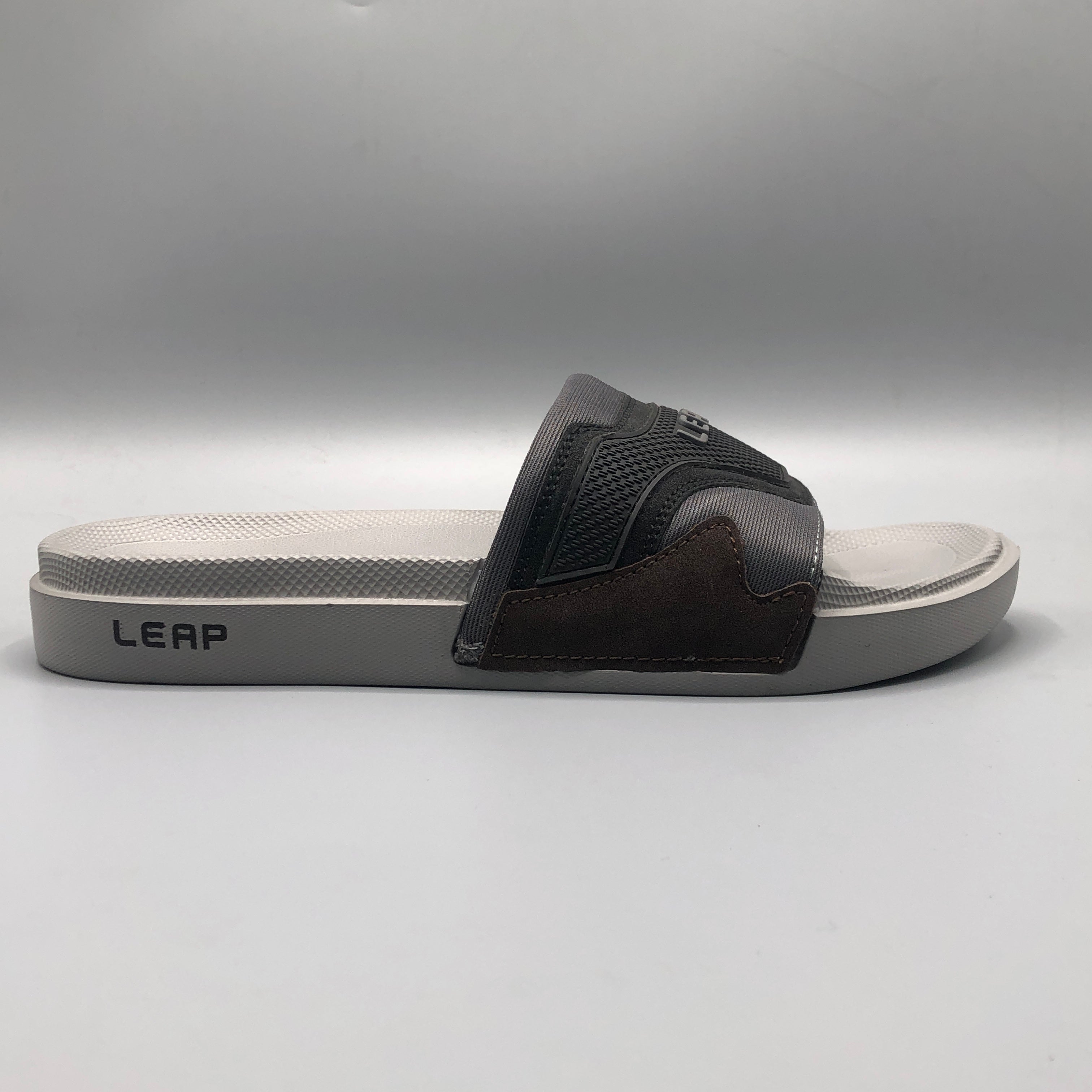 Gray , LEAP navy blue heavy duty sport slides for men with durable double sole
