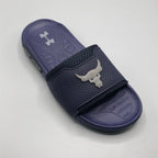 PowerFlex Comfort Slides side profile showing lightweight EVA sole construction, Navy