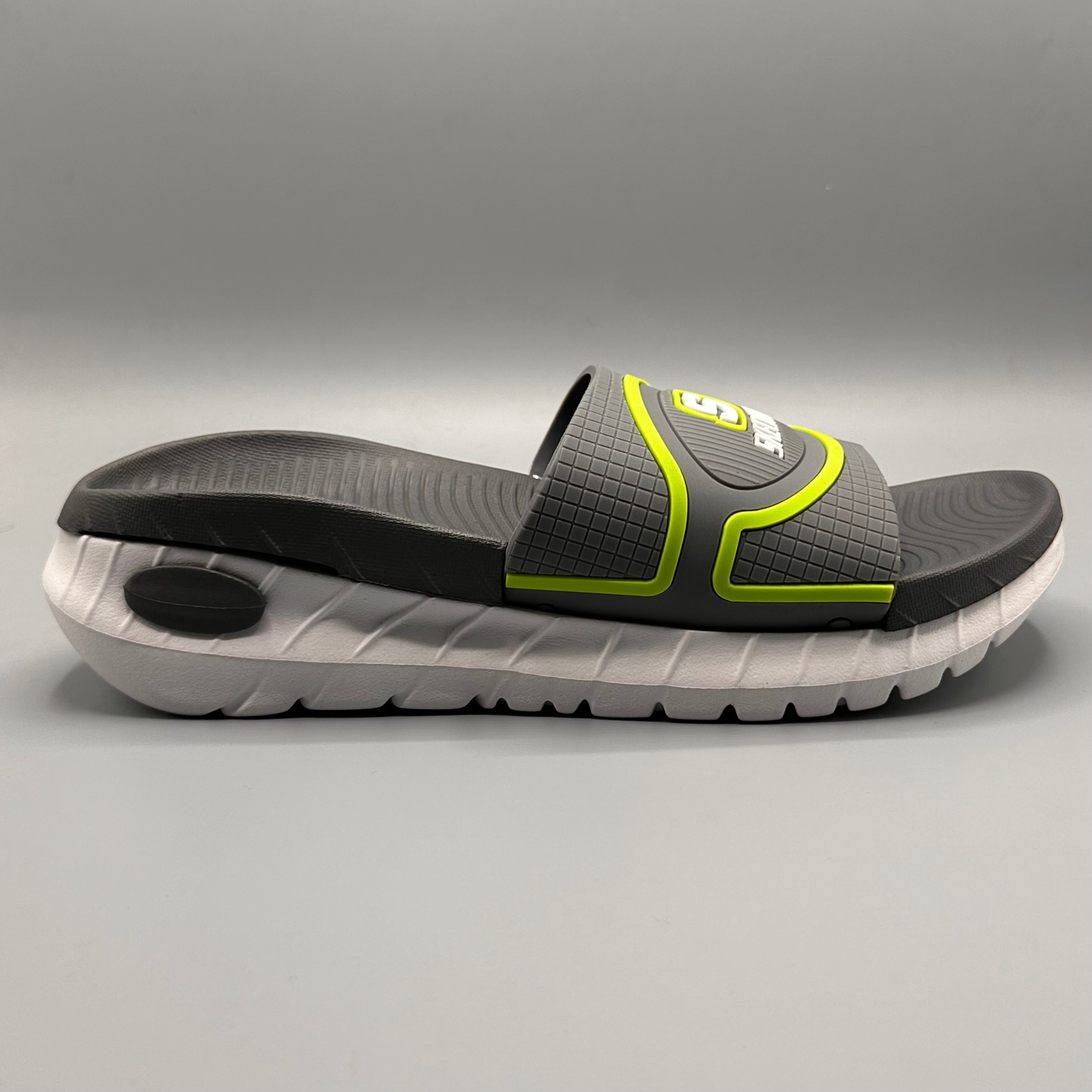 Gray , Skechers Hyper Burst Slides for Men – Black and Lime