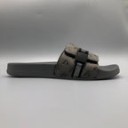 Gray , Soft sole anti slip slides for men with adjustable buckle strap