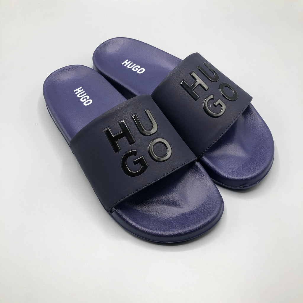 Navy , Thick soft sole of HUGO navy blue casual slippers for comfortable walking