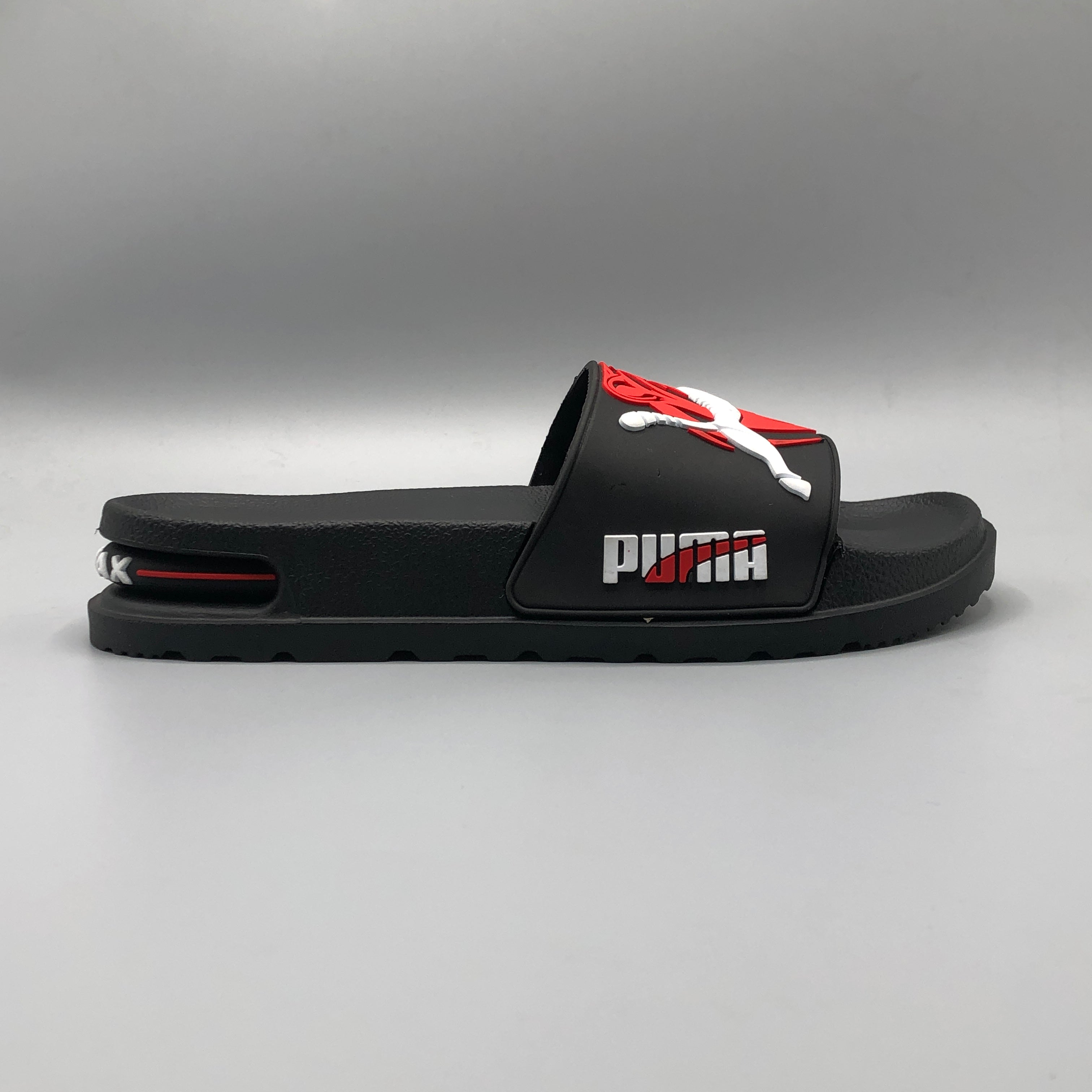 Black , Tygron Flex tiger printed slides for men in black lightweight anti-slip design